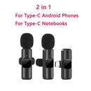 New Wireless Lavalier Microphone Portable Audio Video Recording Mini Microphone for iPhone Android PC Camera Live Gaming Phone
