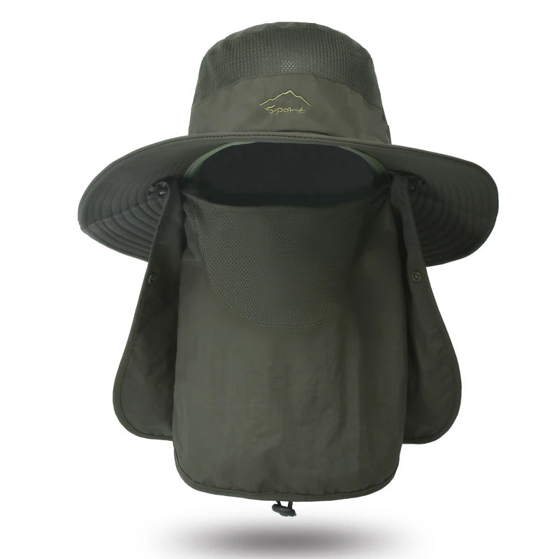 Outdoor Neck Protection Sun Cap Quick Drying Sunshade Hat Fishing Cycling Climbing Men Removable Face Shield Safari Hat Women