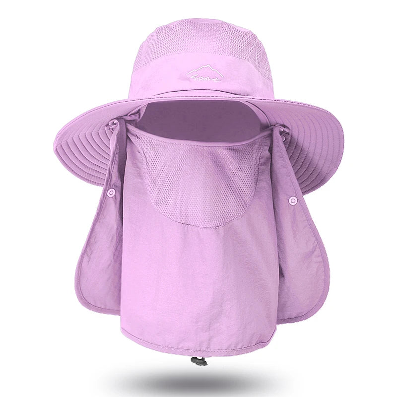 Outdoor Neck Protection Sun Cap Quick Drying Sunshade Hat Fishing Cycling Climbing Men Removable Face Shield Safari Hat Women