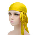 Unisex Silky Long Tail Durag Pirate Hat Turban Fashion Headwraps Cap Bandana Women Men Headwear Caps Hijab Hair Accessories