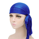 Unisex Silky Long Tail Durag Pirate Hat Turban Fashion Headwraps Cap Bandana Women Men Headwear Caps Hijab Hair Accessories