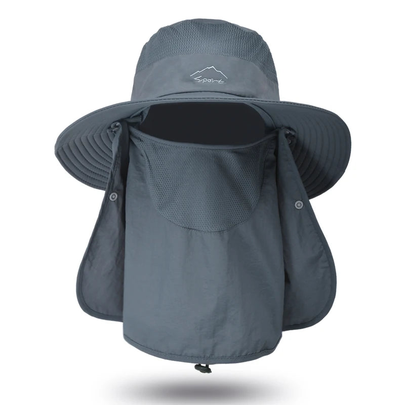 Outdoor Neck Protection Sun Cap Quick Drying Sunshade Hat Fishing Cycling Climbing Men Removable Face Shield Safari Hat Women