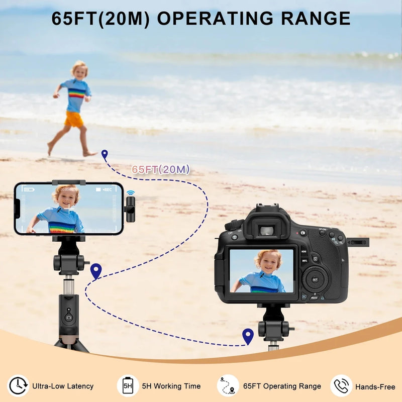 New Wireless Lavalier Microphone Portable Audio Video Recording Mini Microphone for iPhone Android PC Camera Live Gaming Phone