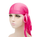 Unisex Silky Long Tail Durag Pirate Hat Turban Fashion Headwraps Cap Bandana Women Men Headwear Caps Hijab Hair Accessories