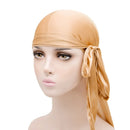 Unisex Silky Long Tail Durag Pirate Hat Turban Fashion Headwraps Cap Bandana Women Men Headwear Caps Hijab Hair Accessories