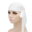 Unisex Silky Long Tail Durag Pirate Hat Turban Fashion Headwraps Cap Bandana Women Men Headwear Caps Hijab Hair Accessories