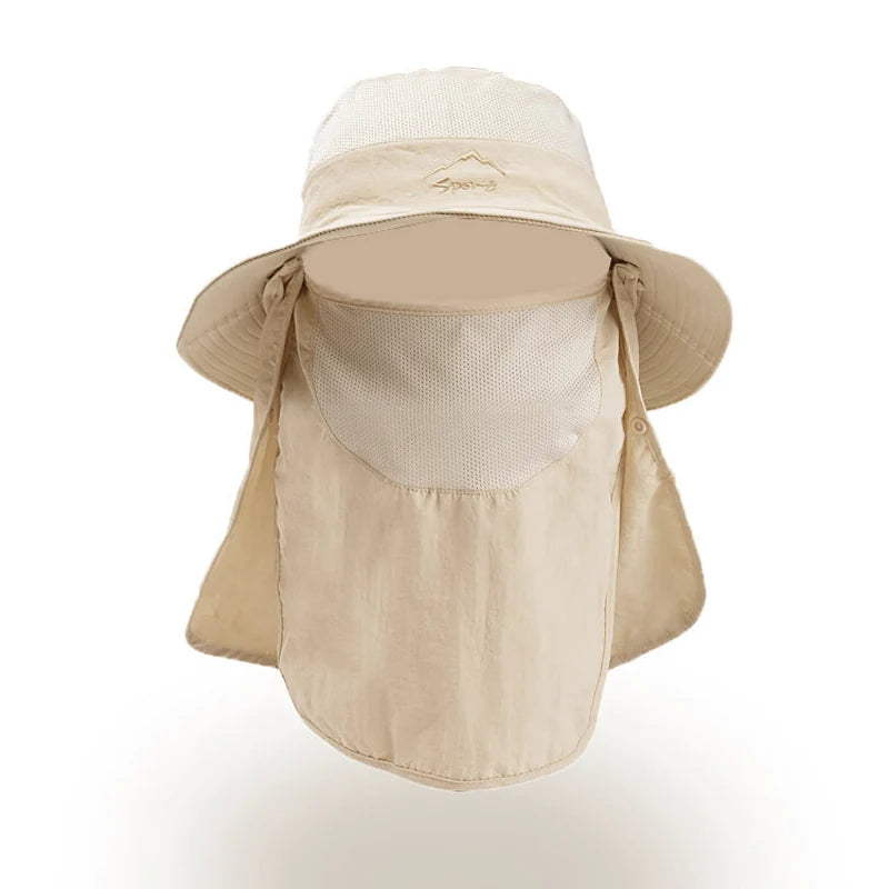 Outdoor Neck Protection Sun Cap Quick Drying Sunshade Hat Fishing Cycling Climbing Men Removable Face Shield Safari Hat Women