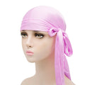 Unisex Silky Long Tail Durag Pirate Hat Turban Fashion Headwraps Cap Bandana Women Men Headwear Caps Hijab Hair Accessories