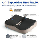 Memory foam seat cushion, with a central groove ergonomic pressure pad