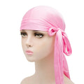 Unisex Silky Long Tail Durag Pirate Hat Turban Fashion Headwraps Cap Bandana Women Men Headwear Caps Hijab Hair Accessories