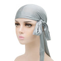 Unisex Silky Long Tail Durag Pirate Hat Turban Fashion Headwraps Cap Bandana Women Men Headwear Caps Hijab Hair Accessories