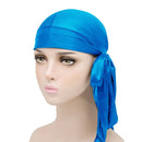 Unisex Silky Long Tail Durag Pirate Hat Turban Fashion Headwraps Cap Bandana Women Men Headwear Caps Hijab Hair Accessories