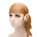 Unisex Silky Long Tail Durag Pirate Hat Turban Fashion Headwraps Cap Bandana Women Men Headwear Caps Hijab Hair Accessories