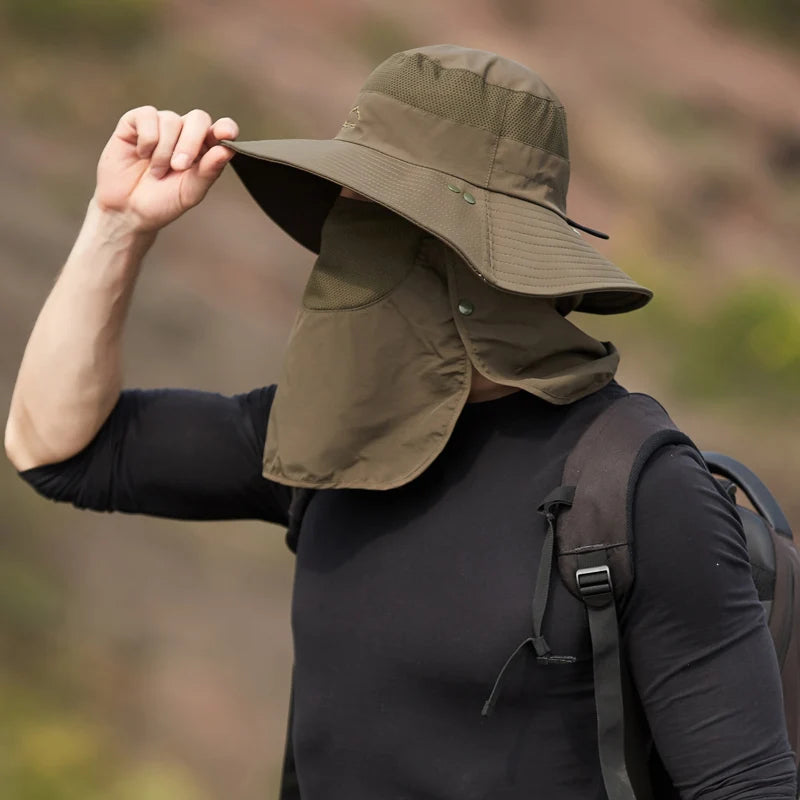 Outdoor Neck Protection Sun Cap Quick Drying Sunshade Hat Fishing Cycling Climbing Men Removable Face Shield Safari Hat Women