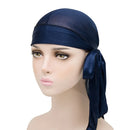 Unisex Silky Long Tail Durag Pirate Hat Turban Fashion Headwraps Cap Bandana Women Men Headwear Caps Hijab Hair Accessories