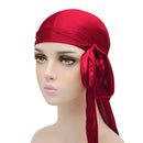 Unisex Silky Long Tail Durag Pirate Hat Turban Fashion Headwraps Cap Bandana Women Men Headwear Caps Hijab Hair Accessories