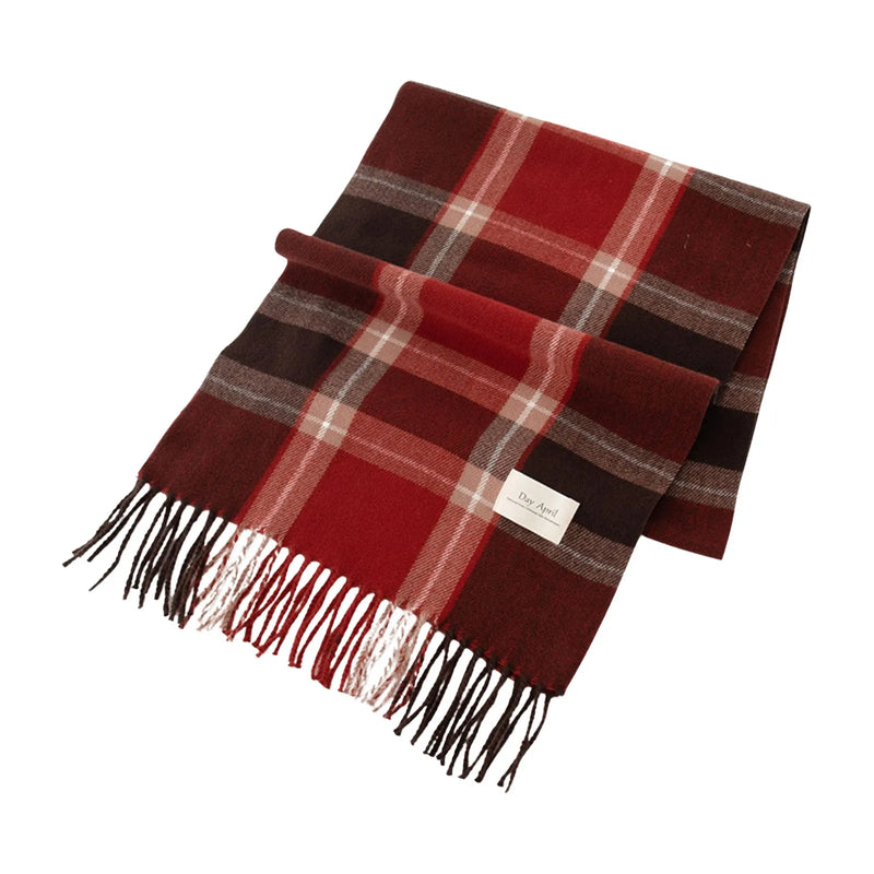 Red Plaid Women Cashmere Scarf Korean Style Fashion Scarf For Women Winter Warmer Hijab Scarves Large Pashmina Shawls Long Wraps