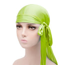 Unisex Silky Long Tail Durag Pirate Hat Turban Fashion Headwraps Cap Bandana Women Men Headwear Caps Hijab Hair Accessories