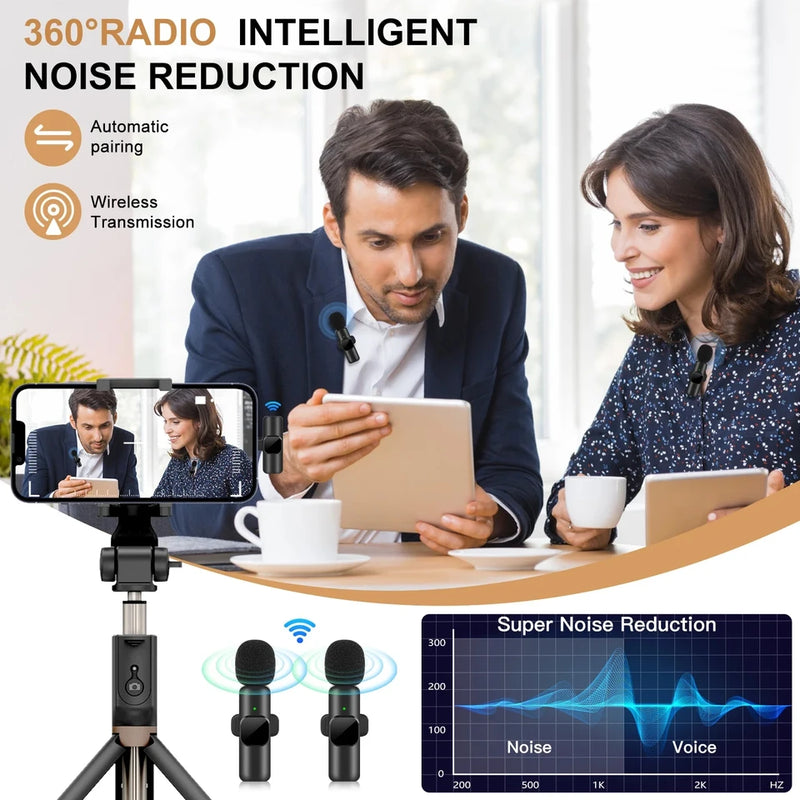 New Wireless Lavalier Microphone Portable Audio Video Recording Mini Microphone for iPhone Android PC Camera Live Gaming Phone