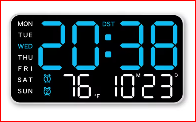 Large Digital Wall Clock Temp Date Week Display Remote Control USB Powered Table Clock Wall-mounted Dual Alarms LED Clocks