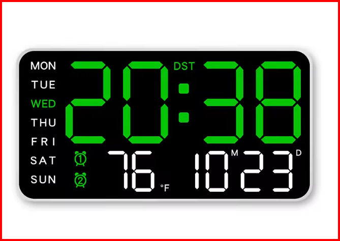 Large Digital Wall Clock Temp Date Week Display Remote Control USB Powered Table Clock Wall-mounted Dual Alarms LED Clocks